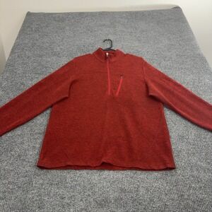 Ibex Quarter Zip Pullover Men L Red Wool Mock Neck Gorpcore Hiking Outdoor Style